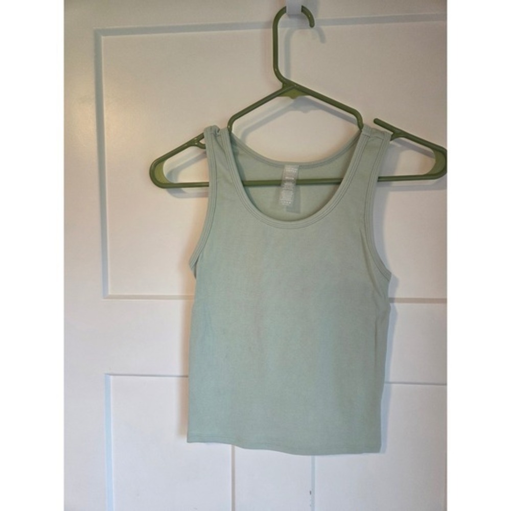 Darc sport Mint Green Ribbed Tank Top Sleeveless Scoop Neck Cropped large